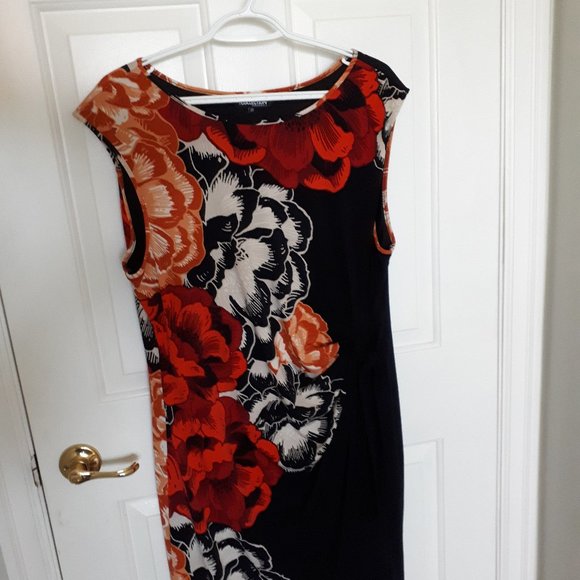 BEAUTIFUL DEBENHAMS THE COLLECTION BLACK FLORAL TIE RUCHED SIDE DRESS - Picture 4 of 6